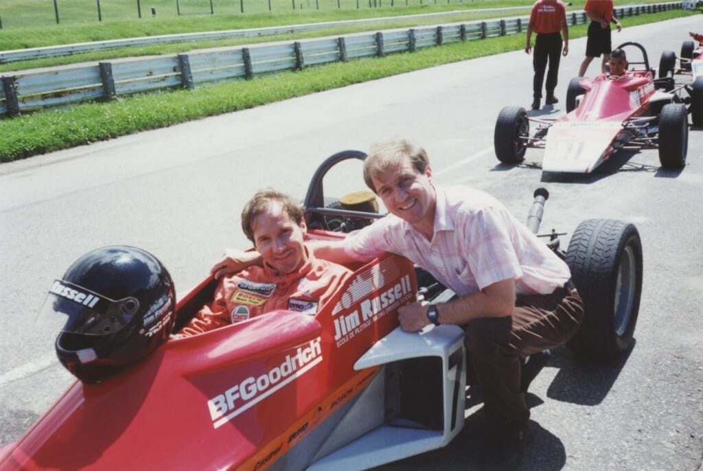Pietro in the cockpit prepping for production on Super Speedway, with brother Gerardo.