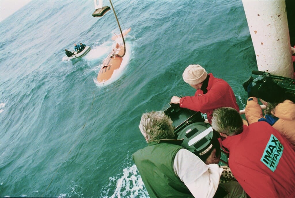Filming deep sea submersible operations from aboard RV Akademik Keldysh, a Soviet ship.