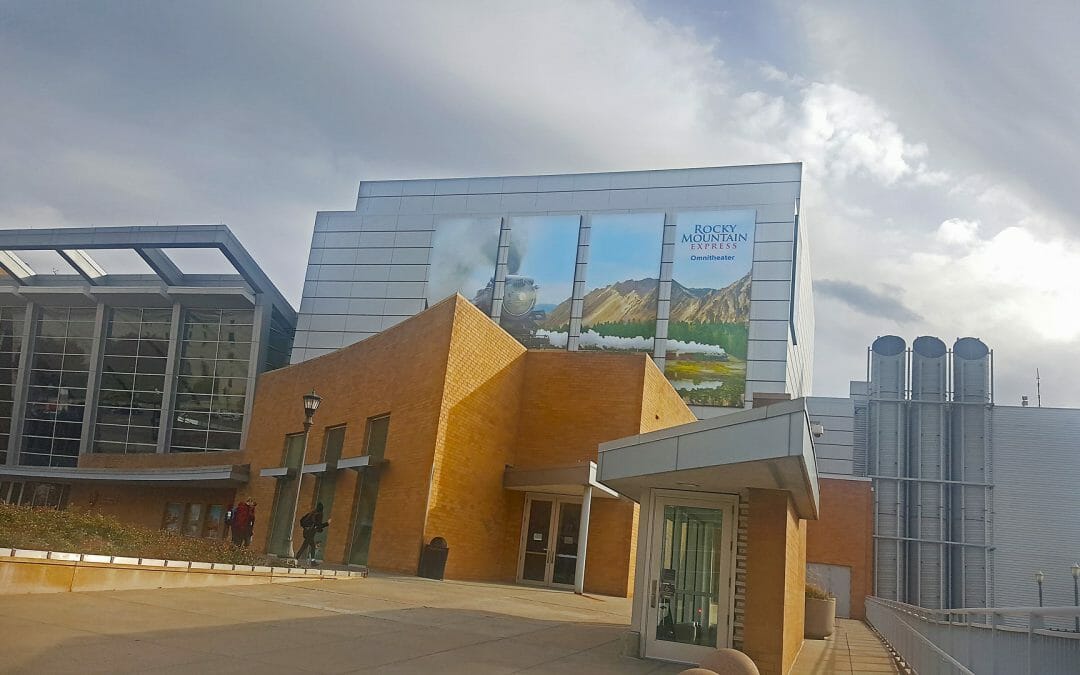 Rocky Mountain Express signage on the Science Museum of Minnesota