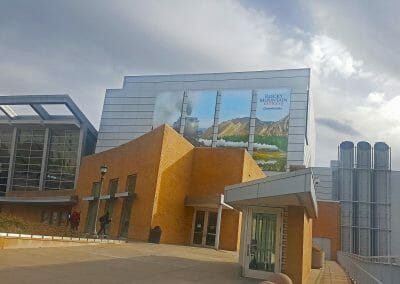 Rocky Mountain Express signage on the Science Museum of Minnesota