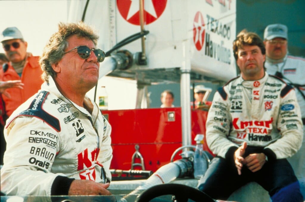 Mario Andretti (left) and Michael Andretti (right).