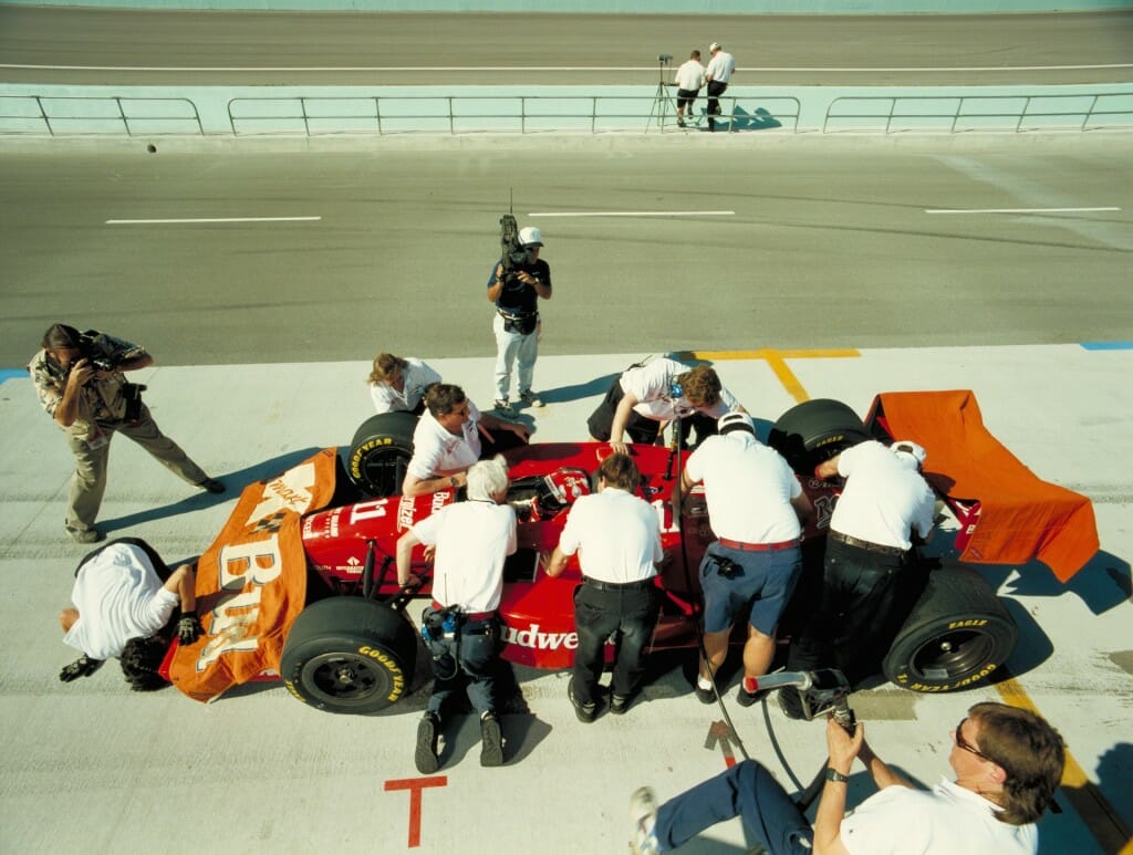 Preparing for the season. From "Super Speedway", an IMAX Experience.