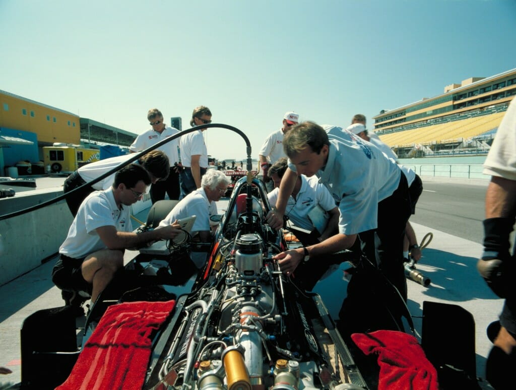 Preparing for the season. From "Super Speedway", an IMAX Experience.